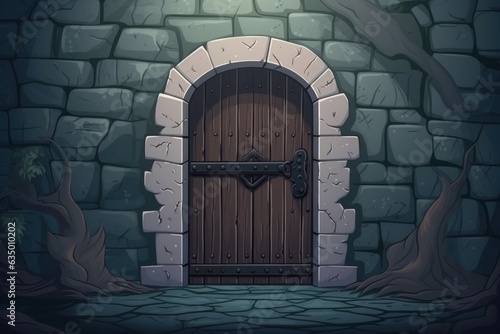 Fantasy door cartoon. Generate Ai photo