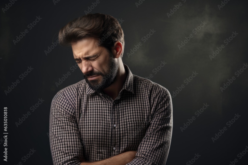 Fototapeta premium Man has neck pain 