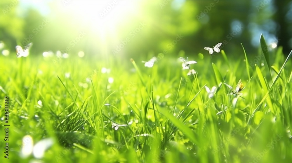 Natural green background of young juicy grass in sunli Generative Ai Natural green background of young juicy grass in sunli Generative Ai