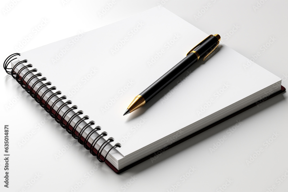 A notebook with a pen on top of it. Digital image. A notebook with a pen on top of it. Digital image.