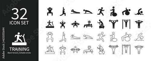 Icon set related to training