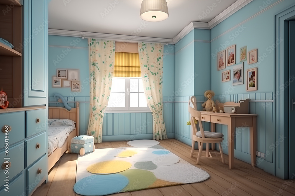 Classic style interior of children room. Generative AI content