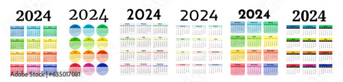 Calendar for 2024 isolated on a white background