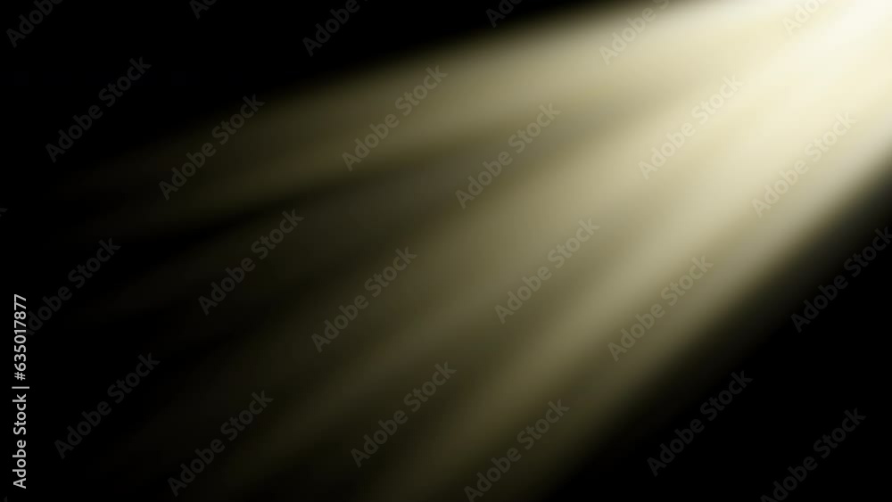 Lens golden flare sunlight light effect on transparent or black background. Sunshine, sunrise light effect animation.