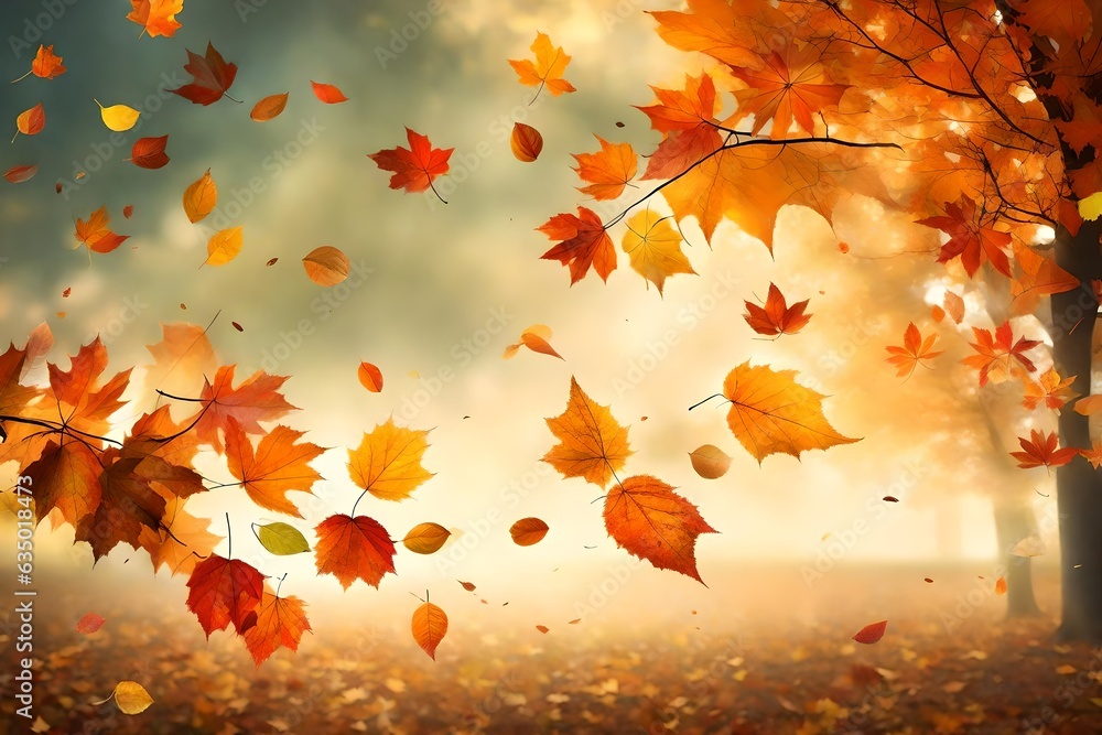 autumn background with leaves