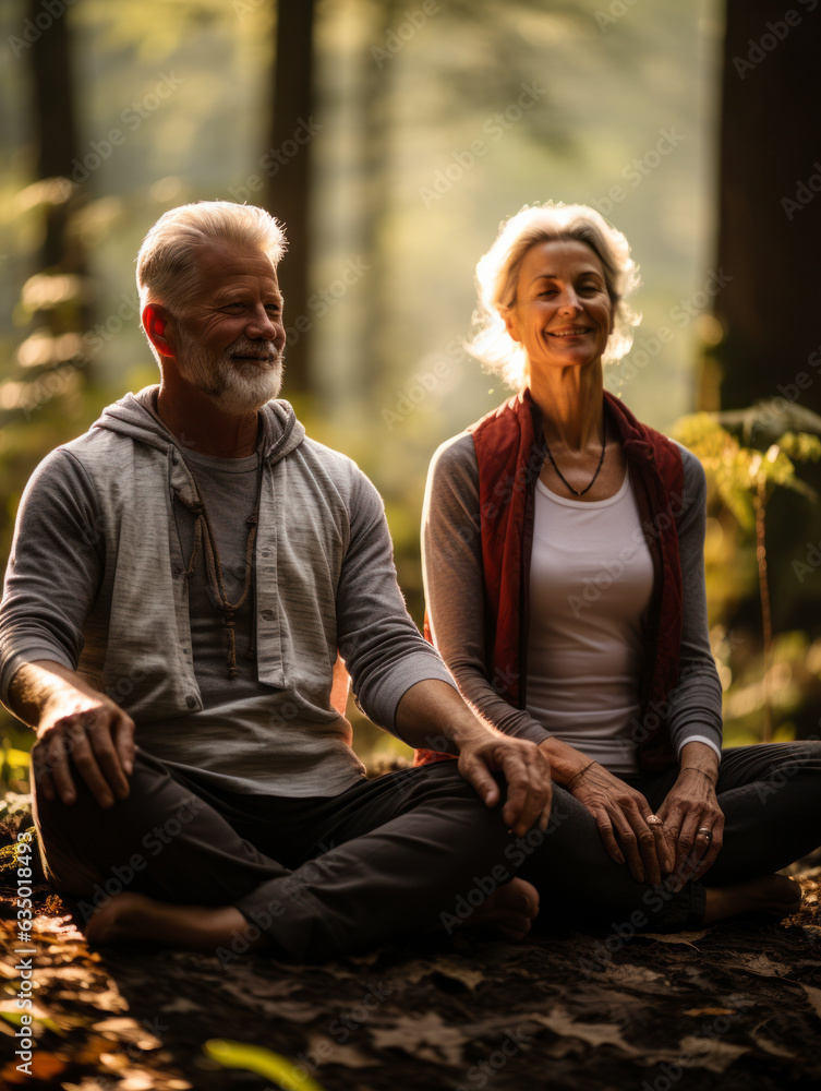 senior couple doing yoga senior couple doing yoga