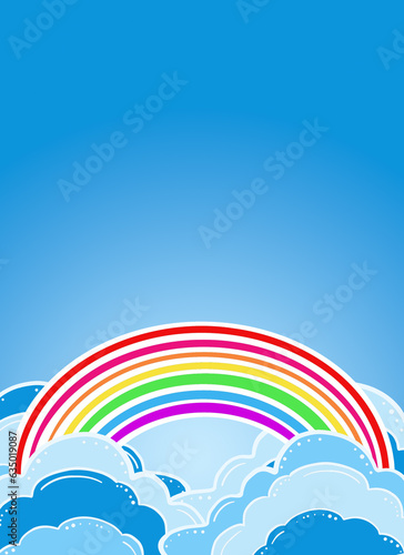 Rainbow children s illustration on blue background 