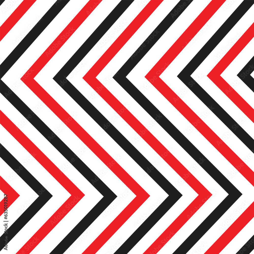 Zigzag pattern in red, white and black colors, seamless vector background Zigzag pattern in red, white and black colors, seamless vector background