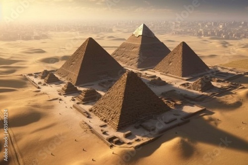 Constructing the ancient Egyptian pyramids. Generative AI