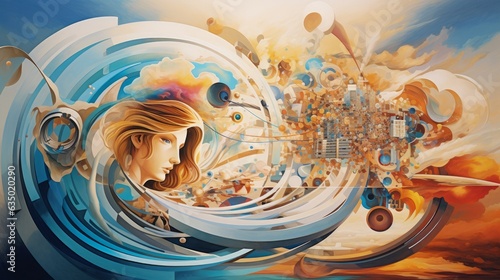 Mindscapes of Progress: Abstract scenes portraying the journey of progress, combining mental health elements with technological advancement | generative AI