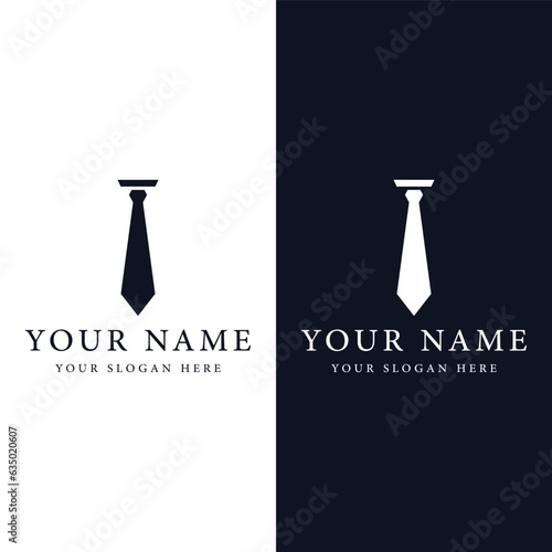 Vintage gentlemen tie logo template design.Elegant menswear fashion logo.