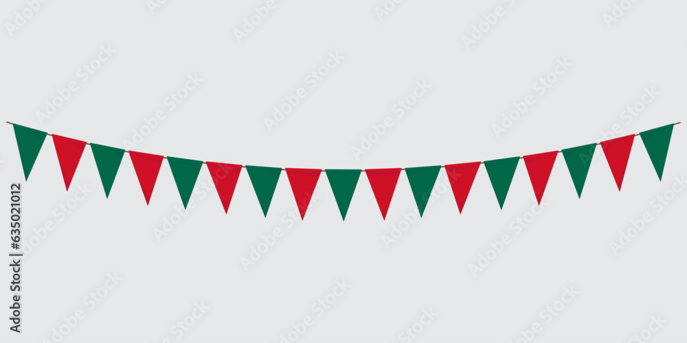 Mexican flag color paper bunting. flags isolated Mexican flag color paper bunting. flags isolated