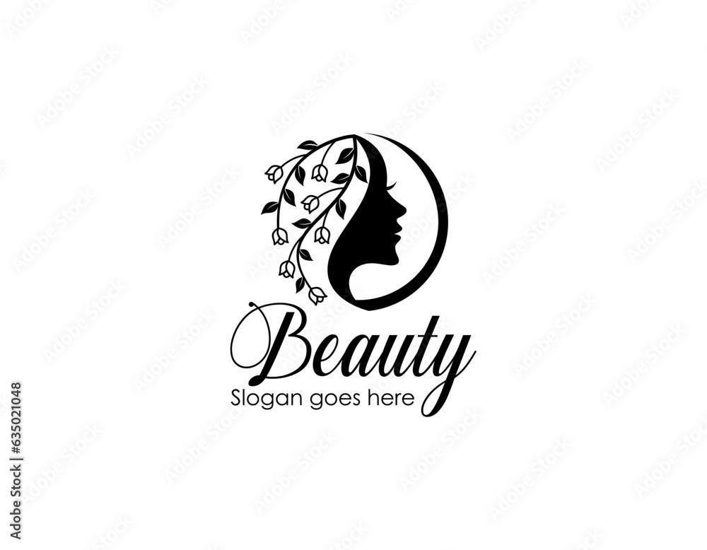 Fototapeta premium Vector silhouette of a girl in profile template logo or an abstract concept for beauty salons, spa, cosmetics, fashion and beauty