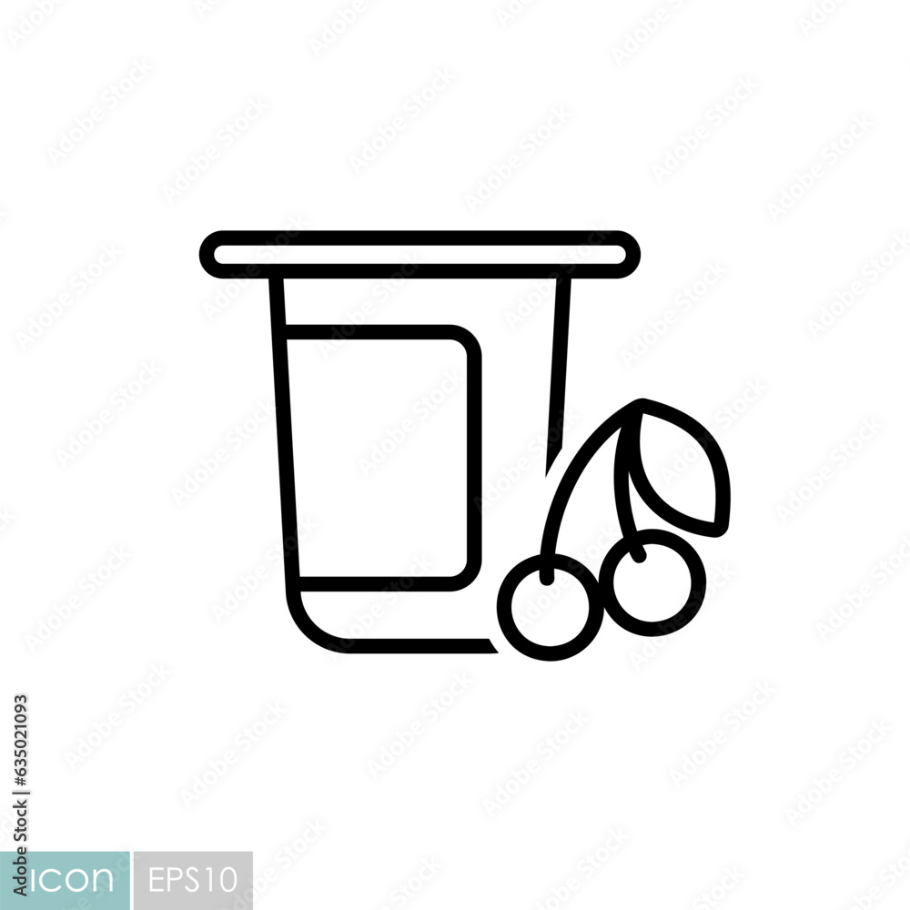 Yogurt cup with flavor cherry vector icon Yogurt cup with flavor cherry vector icon