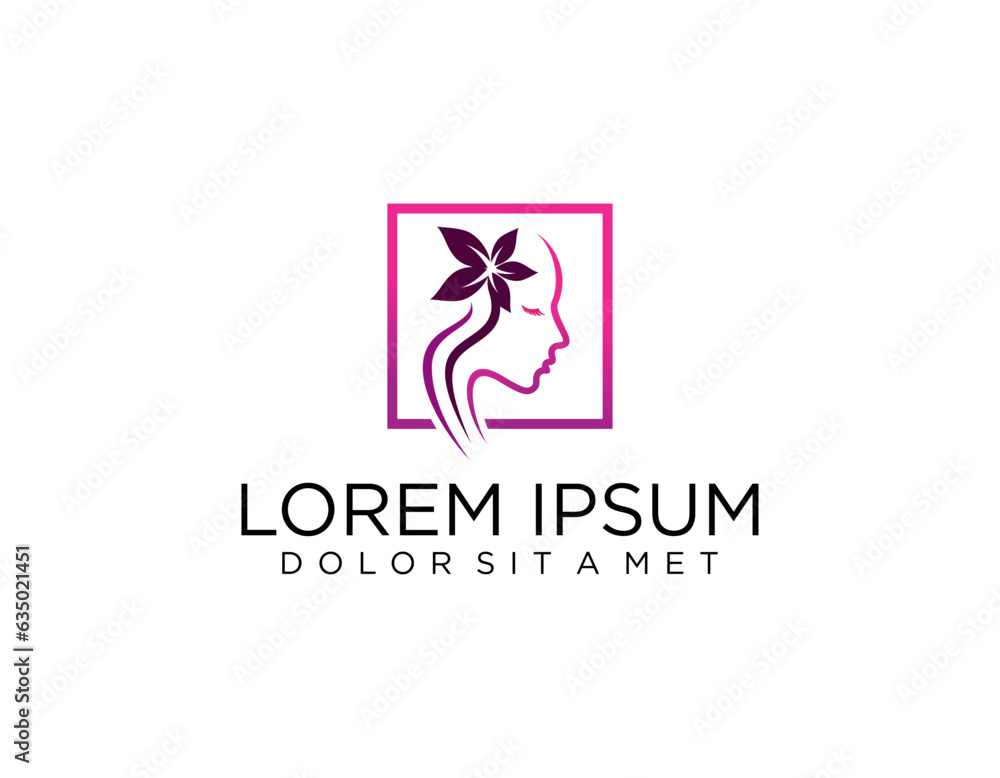 Vector logo design template in trendy linear style - woman's face - abstract emblem for cosmetics and beauty products Vector logo design template in trendy linear style - woman's face - abstract emblem for cosmetics and beauty products