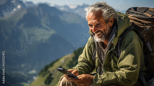 old man using cellphone