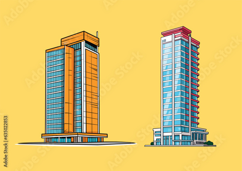 High rise office, house building vector illustration