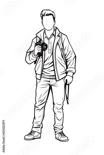 A man with camera vector illustration