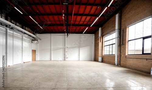 empty warehouse with big windows
