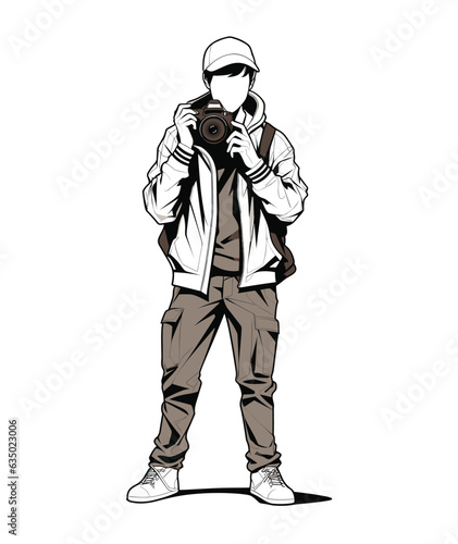 A man with camera vector illustration