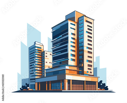 High rise office, house building vector illustration