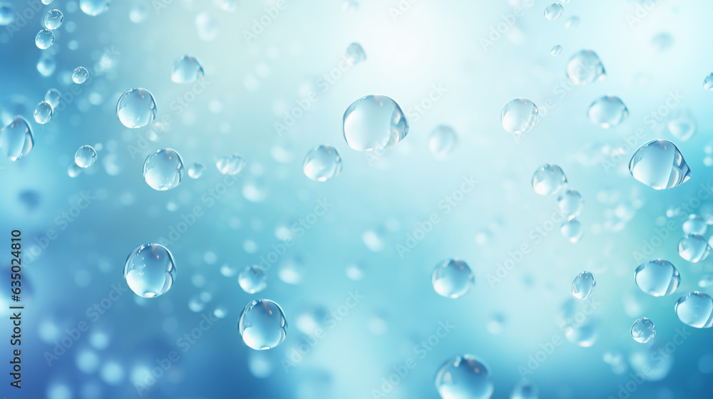 water drops on blue background. Generative Ai. 