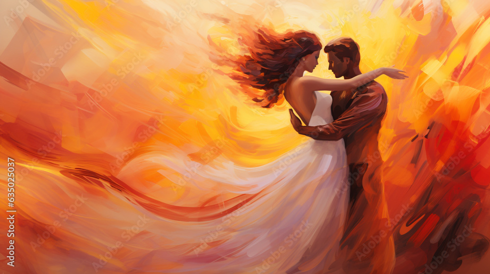 couple of dancers in love on colorful background, illustration in abstract impressionism style. Generative AI.. Generative Ai. couple of dancers in love on colorful background, illustration in abstract impressionism style. Generative AI.. Generative Ai.