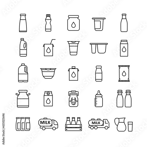 Milk cans and bottles vector icon