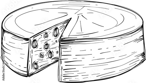 Hand Drawn Cheese Outline Illustration Vector