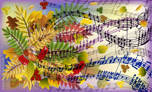 Autumn seasonal music vip card, vector illustration