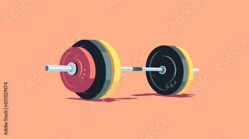 Drawing of a sports barbell on a homogeneous background minimalism vector