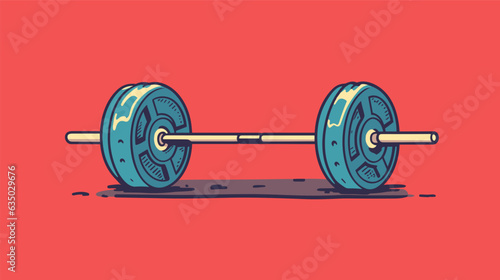 Drawing of a sports barbell on a homogeneous background minimalism vector