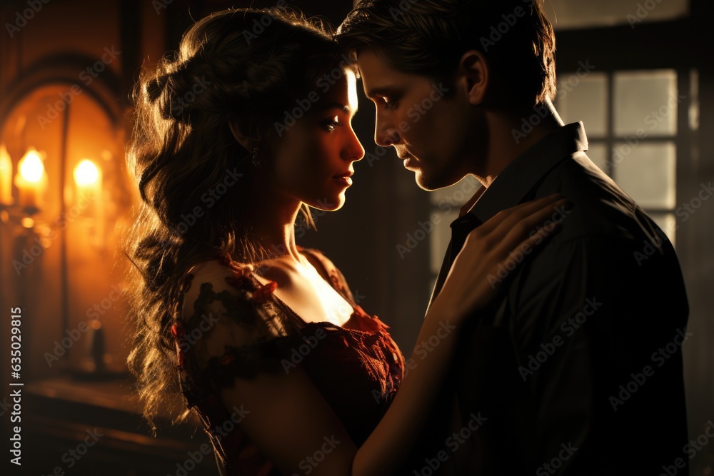 Couple dancing romantically in a dimly lit room - stock photography concepts Couple dancing romantically in a dimly lit room - stock photography concepts