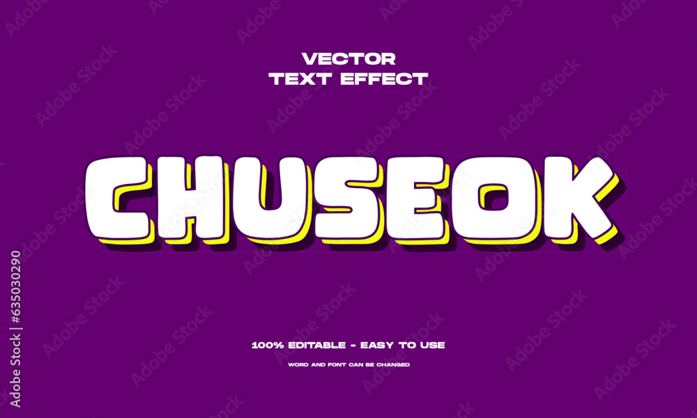 Chuseok editable text effect. Purple fun cartoon style Chuseok editable text effect. Purple fun cartoon style