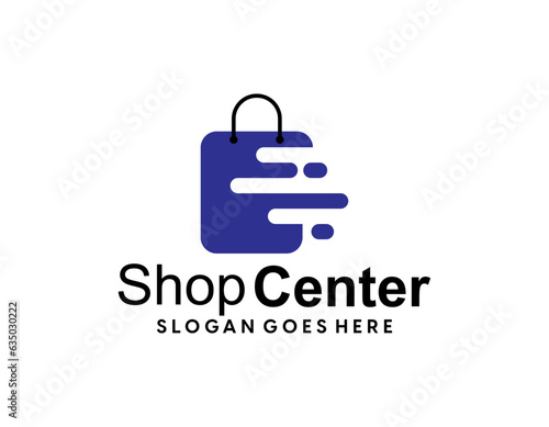 Shopping bag icon for online shop business logo with text \