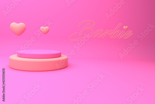 3d pink pastels podium winner background vector. Bright pastel podium or pedestal backdrop. winner minimal design. 3D pink pedestal winner. Stage bright for awards. 3D pink pastel rendering. Barbie © PixelBoy