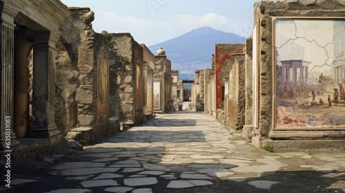 scagliola in Ancient ruins of Pompei photo