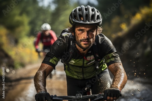 Cyclist pedaling up a steep hill - stock photography concepts