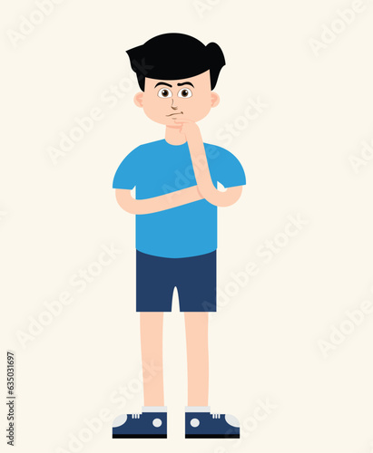 boy doing indecisive pose, boy cartoon