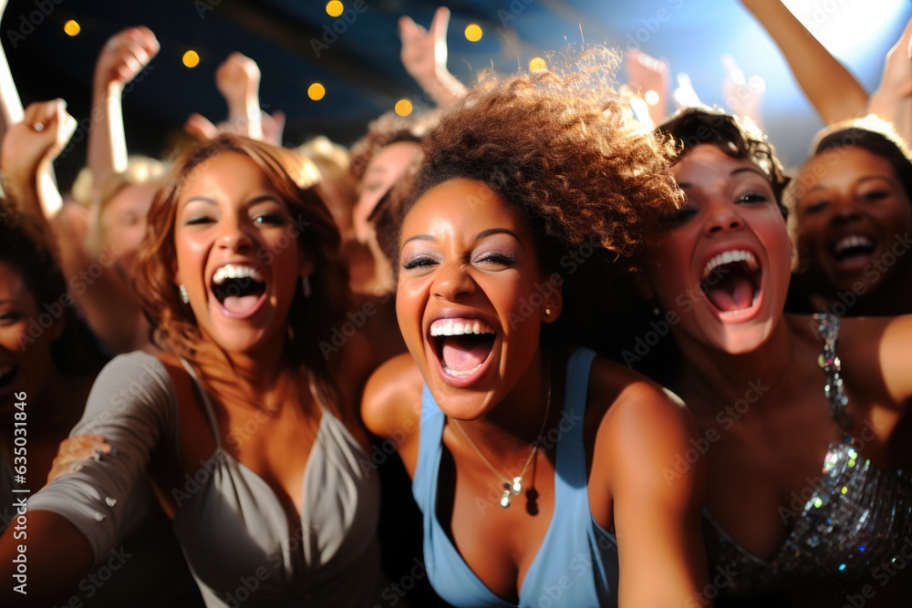 Diverse group of people celebrating with lively dance - stock photography concepts