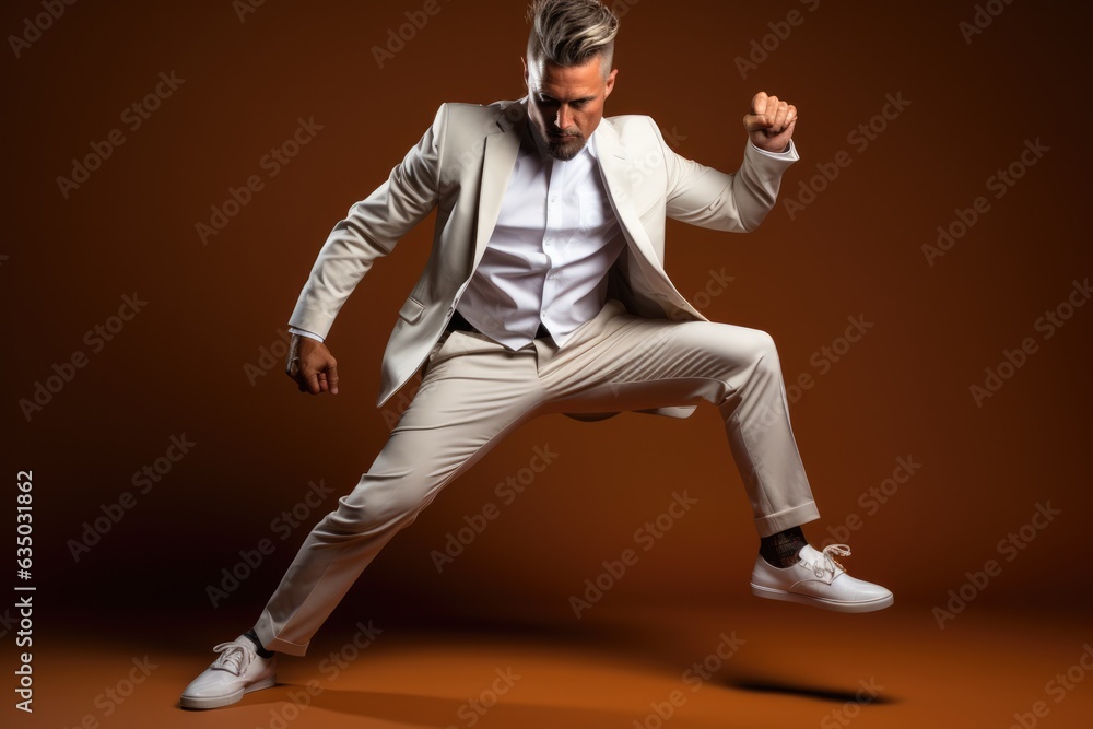 Dynamic mid-dance freeze gesture of a model - stock photography concepts