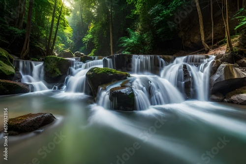 waterfall in the woods generated ai © kashif 2158