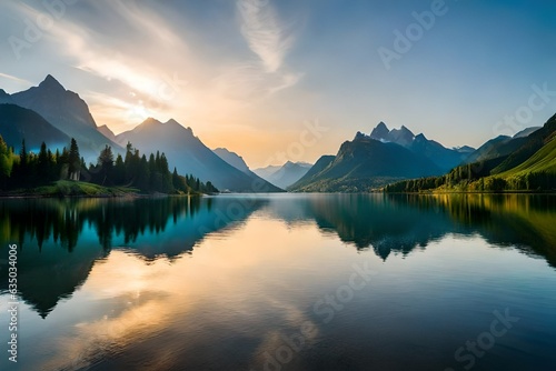 lake in the morning generated ai © kashif 2158