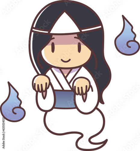 幽霊の女性のイラスト素材（ベクター・笑顔）