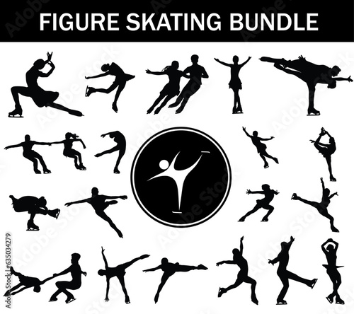 Figure Skating Silhouette Bundle | Collection of Figure Skating Players with Logo
