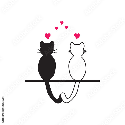 Illustration of hand-drawn cats contour graphics