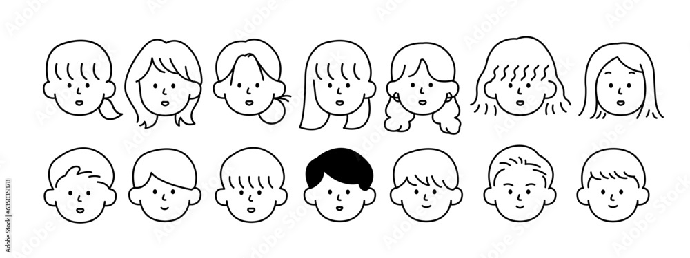 Outline avatars profile set office workers , hand-drawn icon style , flat line vector. Outline avatars profile set office workers , hand-drawn icon style , flat line vector.