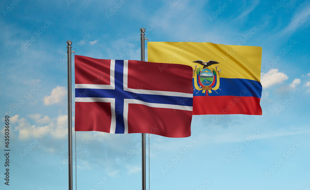 Ecuador and Norway flag Ecuador and Norway flag