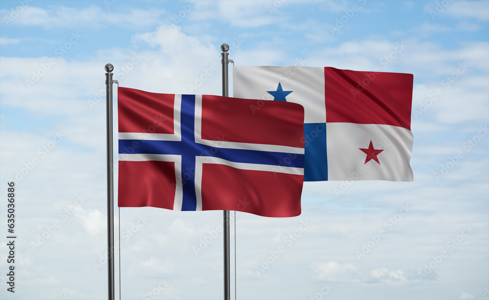 Panama and Norway flag
