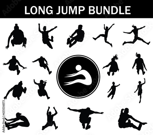 Long Jump Silhouette Bundle | Collection of Long Jump Players with Logo
